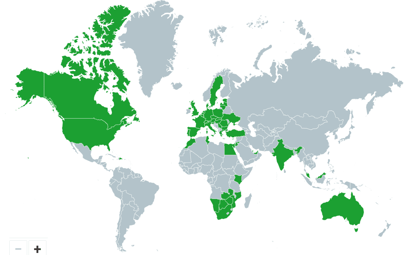 Map of countries visited